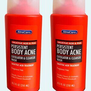 Persistent Body Acne Exfoliator & Cleanser Body Wash Fragrance Free 8.5 oz Set